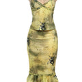 Weird Puss See Through Women 2 Piece Set Y2K Ruffles Patchwork Camisole+Tierred Skirts Matching Vacation Sexy Midnight Clubwear