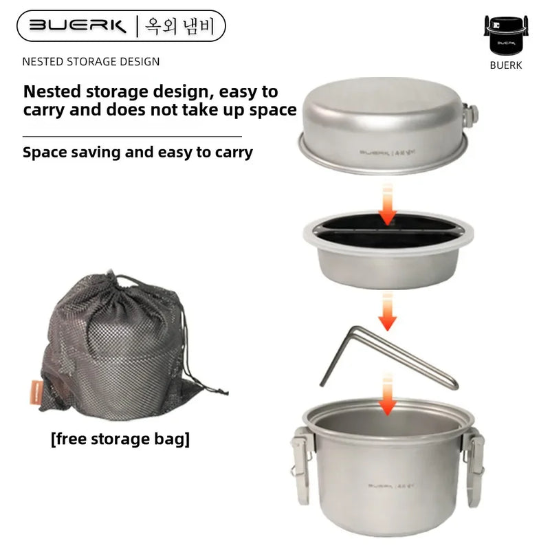 Outdoor Camping Multi Functional Steaming and Frying Pot, Stewed Rice Cooking Tool, 304 Stainless Steel Micro Pressure Cooker