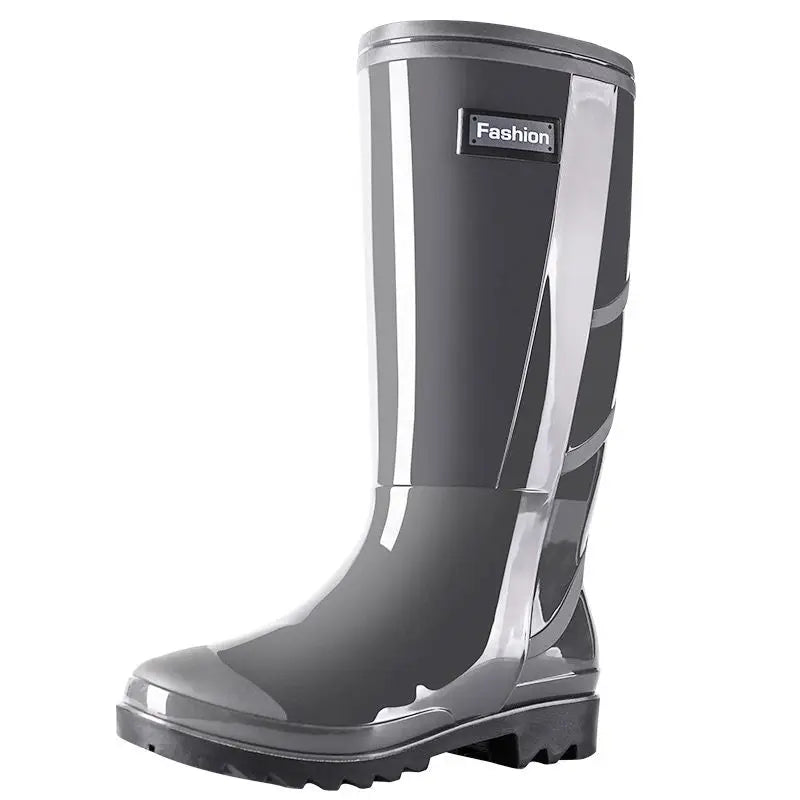 Men's Waterproof Rain Boots Knee High Anti-Slip Warm Fleece Lined Rubber Water Shoes Durable Fishing Garden Boots