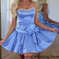Satin Short Homecoming Dress Strapless Sweetheart Neck | SAMAG