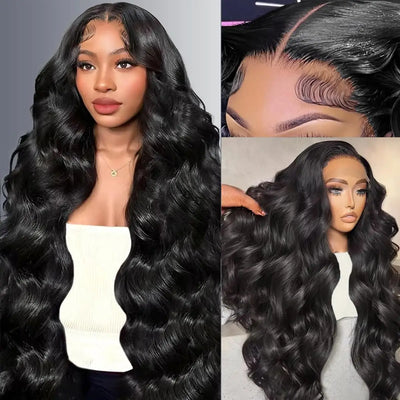 Body Wave Lace Front Wigs Human Hair Pre Plucked 13x6 HD Lace Frontal Human Hair Wigs 200 Density Natural Color Human Hair Wig 13x4 Body Wave Lace Front Wigs Human Hair Pre Plucked Small Knots with Baby Hair 28 inch HD Full F