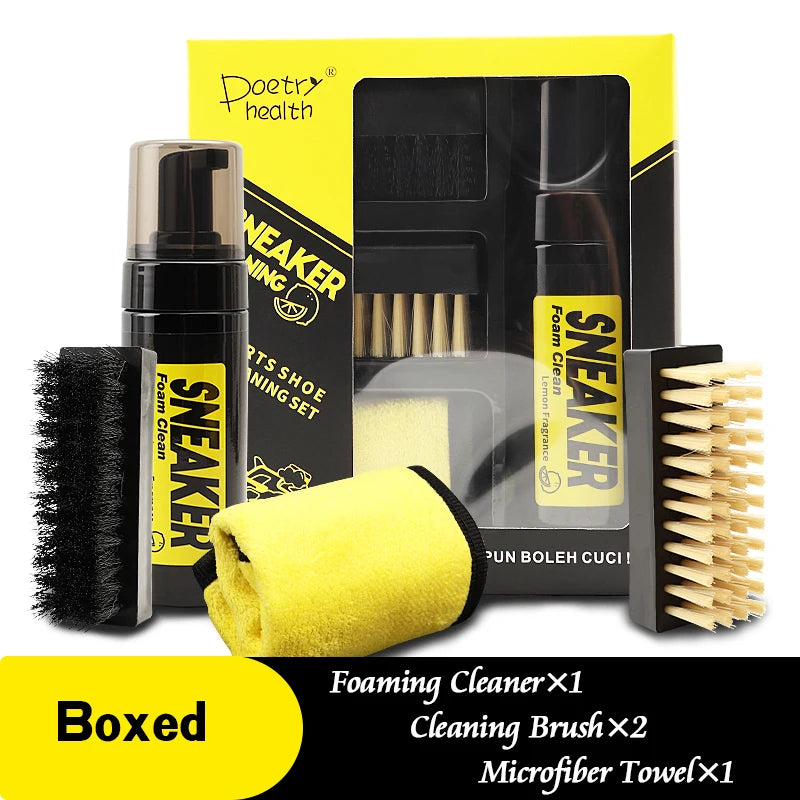 New Dry Cleaning Set for White Shoes 150ml Water-Free Foam Sneaker Cleaner with Brush and Cloth All in One Shoe Kit for Shoes