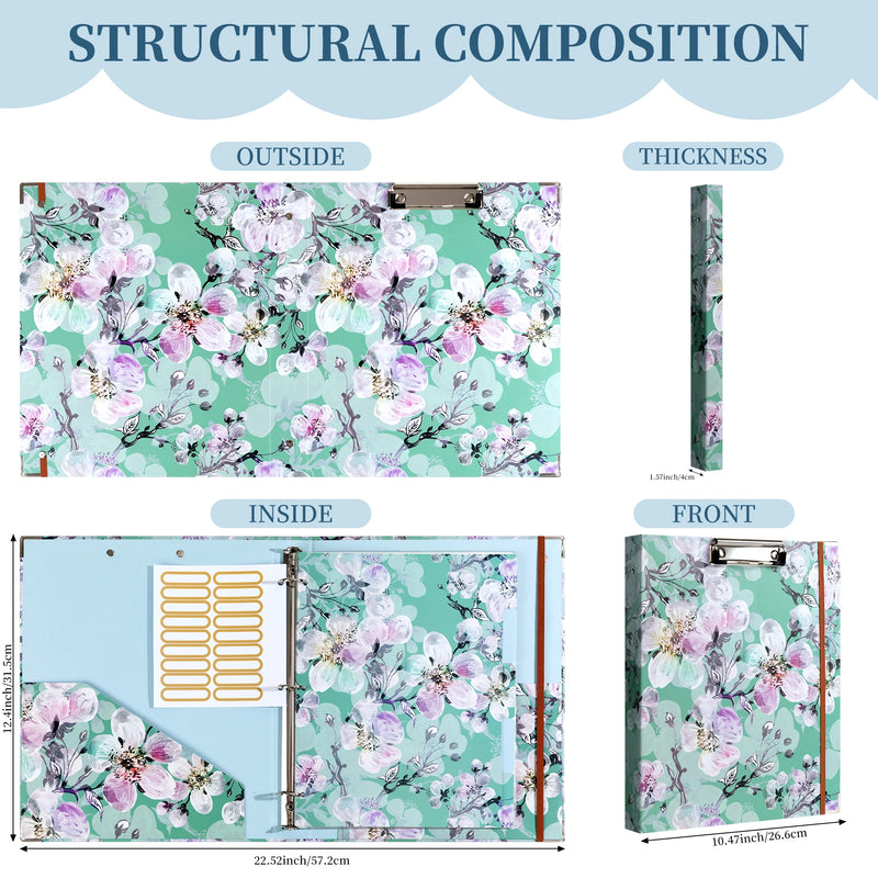 A4 3 Ring Binder Organizer with 5-Tab Dividers and Pockets, Portfolio Binder with Low Profile for Office, School