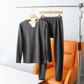 Upgraded Version Men's Thermal Wool Silk Underwear Set Self-Heating Double Warmth Velvet Knitted Fabric Long Sleeve round Neck