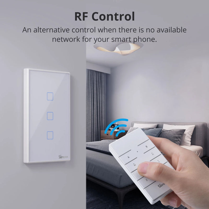SONOFF T2 EU/US Wall Smart Switch 433Mhz RF Remote Control Wi-Fi Touch Smart Scene via eWeLink APP Works With Alexa Google Home