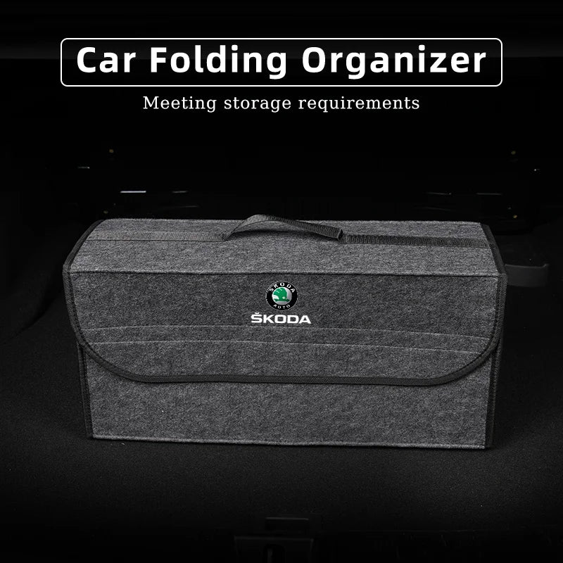 Car Trunk Organizer Bag Foldable Stowing Tidying Storage Box For Skoda Octavia Superb Rapid Kodiaq Karoq Fabia Kamiq Roomster
