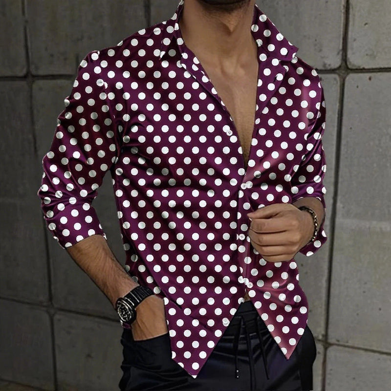 Men's multicolored Dot Geometric Pattern Dress Shirt | SAMAG