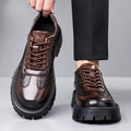 Retro Brown Men's Banquet Leather Shoes Thick Soled Wear-resistant Work Shoes2025 Classic Brand Men's Business Dress Shoes