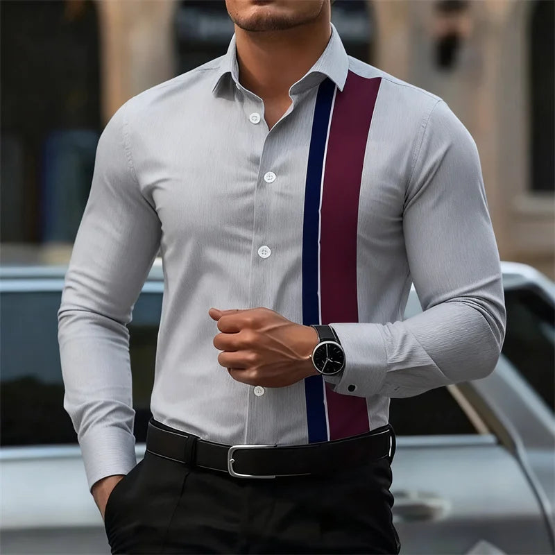 Men's fashionable contrast color striped long sleeve | SAMAG