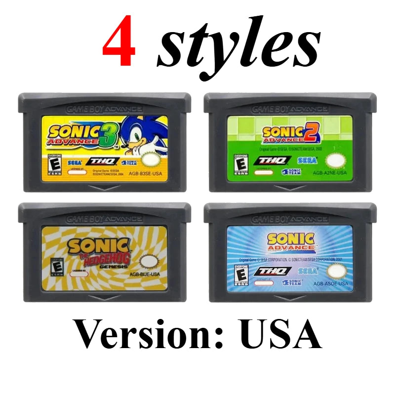 Sonic The Hedgehog Advance 1 2 3 Genesis GBA Game Cartridge for Game Boy GBA SP Retro Platformer Video Game Collection Gift