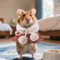 Cute Warm Plaid Hamster Cape Windproof Comfortable Furry Collar Scarf Set Adjustable Pet Transformation Outfit Costume Party