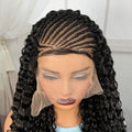 26inch Synthetic Cornrow Braided Wigs 13x4 Lace Frontal Deep Wave Curly Braiding Hair Wigs with Baby Hair for Black Women