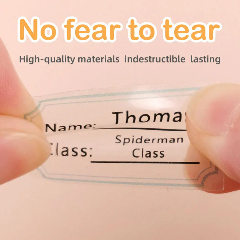 Transparent Name Sticker Custom Hebrew Waterproof Personalized Children Label for Schlool Stationery - Visuel 3 | SAMAG