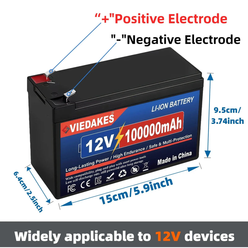 12V 10.5Ah Lithium Battery Rechargeable Replacement 12V Sprayer Battery with Built-in High Current BMS 12.6V 3A Charger 21A 30A