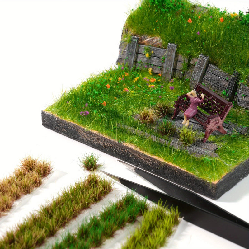 4colors/120tufts Model Grass Tufts for Miniature Scenery,Model Grass Tufts for Patios Static Grass Tufts Grass