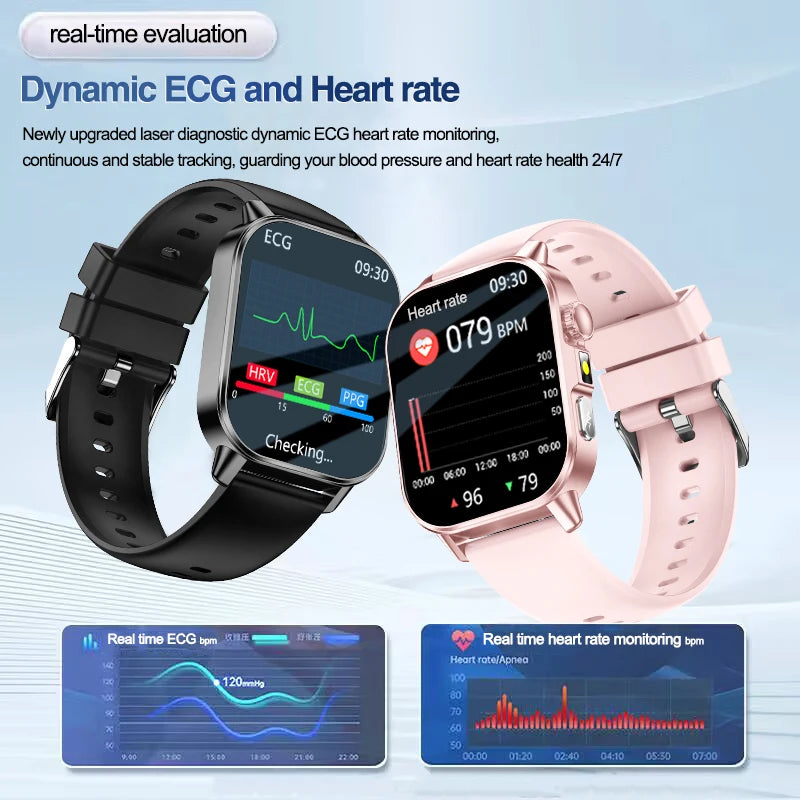 New Men Accurate Health Diagnosis ECG Smart Watch Blood Pressure Blood Oxygen Blood Fat Uric Acid Temp Bluetooth call Smartwatch