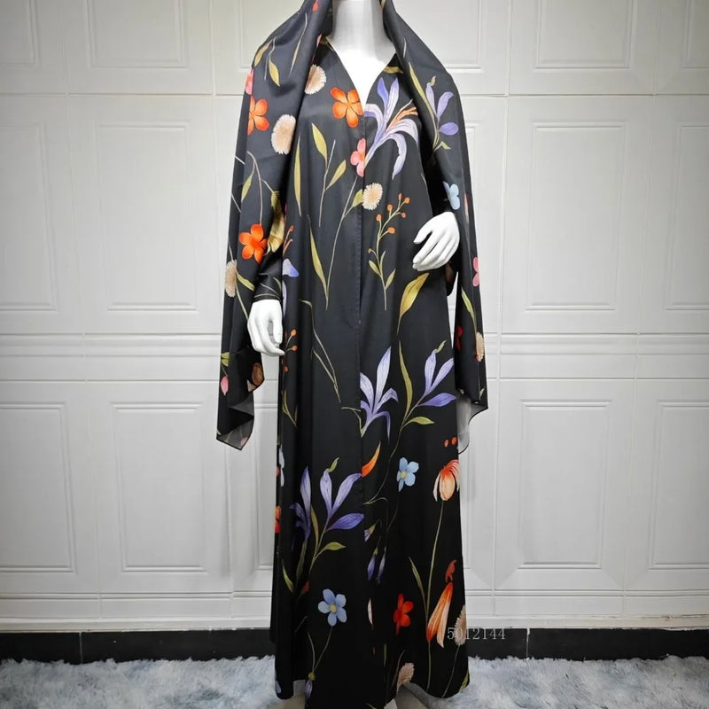 Eid Scarf Abaya Women Elegant Muslim Jalabiya Long | SAMAG
