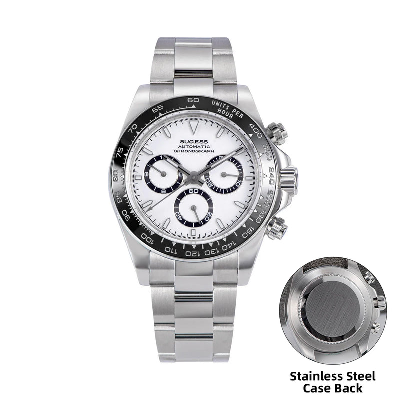 Sugess Panda Diver Chronograph Mens Watch Automatic Peacock SL-4801 Movement Luxury Waterproof Mechanical Wristwatches 2024 New