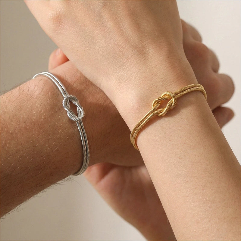 Infinity Love Knot Stainless Steel Bracelets Snake Chain Elegant Friendship Couples Bangles For Women Bridesmaid Jewelry Gifts