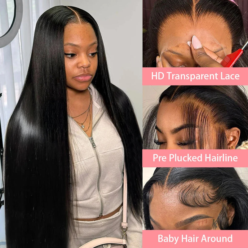 300% Density Straight 5x5 Glueless Human Hair Wigs 30 32 Inch 13x6 Lace Frontal Wig Brazilian Preplucked 13x4 4x4 Lace Front Wig