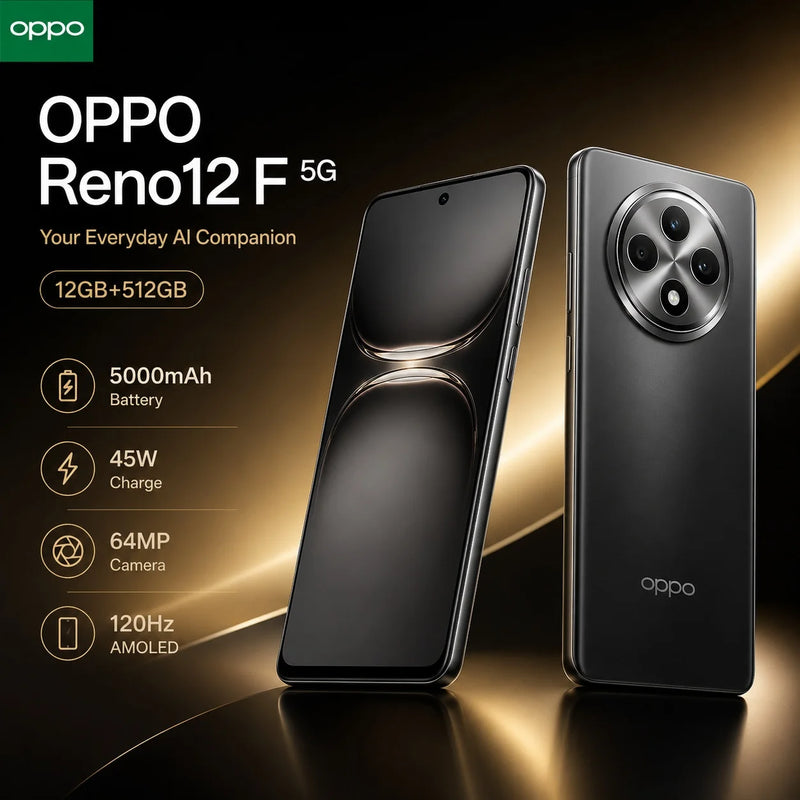2026 new OPPO Reno12 F 5G Unlocked Smartphone, 12GB RAM 512GB ROM, 50MP AI Camera, 120Hz AMOLED Screen, 5000mAh Battery