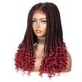Synthetic Braided Wigs Lace Front Wigs Curly Ends Box Braided 4x4 Lace Wig with Baby Hair for Black Women Afro Wig 18 Inches