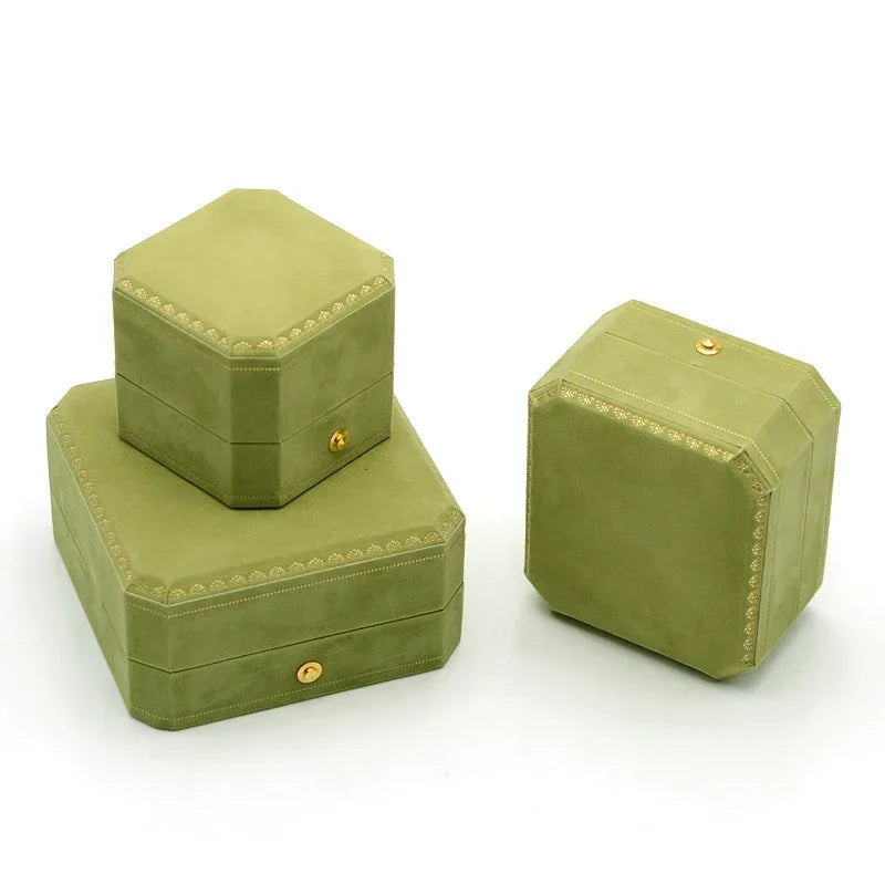 Green Jewelry Ring Box For Engagement Wedding Ring Box Birthday Jewerly Pendant Bracelet Necklace Display Gift Box