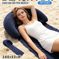 Inflatable Flocked Beach Mattress With Pillow 176×55cm | SAMAG