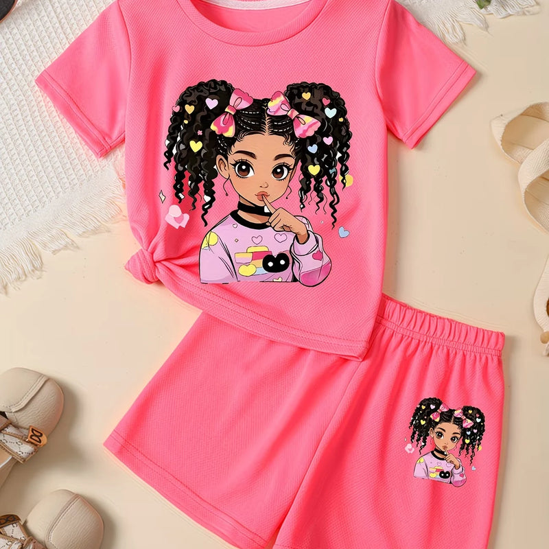 Kawaii Anime Print Kids Sport Suit Short Sleeve Tee - View 6 | SAMAG