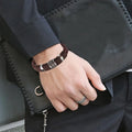 Luxury Vintage Multilayer Brown Leather Stainless Steel  Men Bracelet Bead Bracelet Jewelry Male Wrist Bangle Christmas Gifts