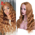 HairUGo 4# Brown Body Wave Lace Closure Human Hair Wigs T Lace Part Wigs Peruvian Hair Chocolate 4x4 Lace Closure Wigs For Women
