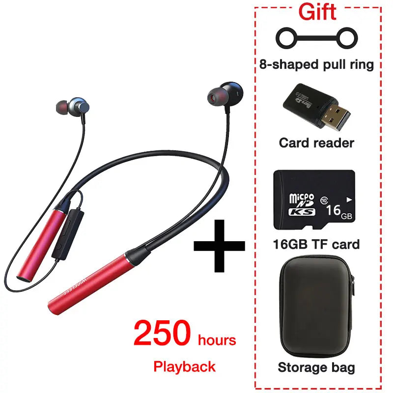 EARDECO 180 Hour Playback Bluetooth Headphones Bass Wireless Headphones Earphones with Mic Stereo Neckband Sport Headset TF Card