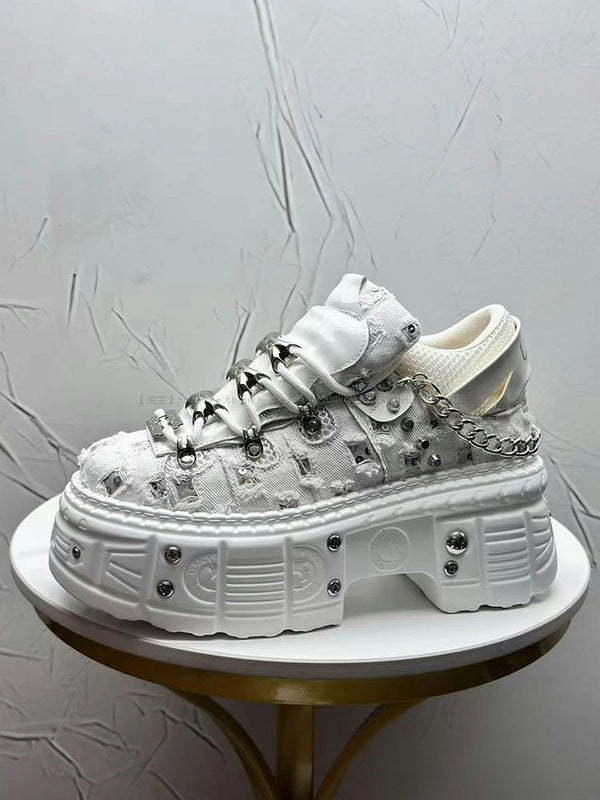 2026 Summer New Men's Punk Style Platform Heightening Niche Personality Fried Street Fashion Dad Shoes