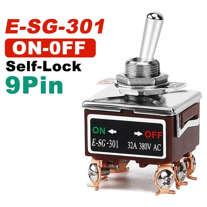 High Current Toggle Switch 2/3/4/6/8/9/12Pin Self Reset/Self-locking Switch Copper Pin 32A 250VAC Push Button Switch