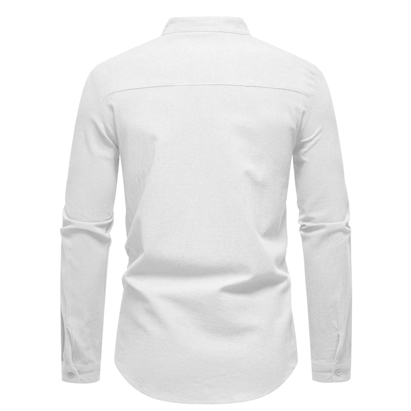 Spring Men's Long Sleeve Stand Collar Solid Color Casual | SAMAG