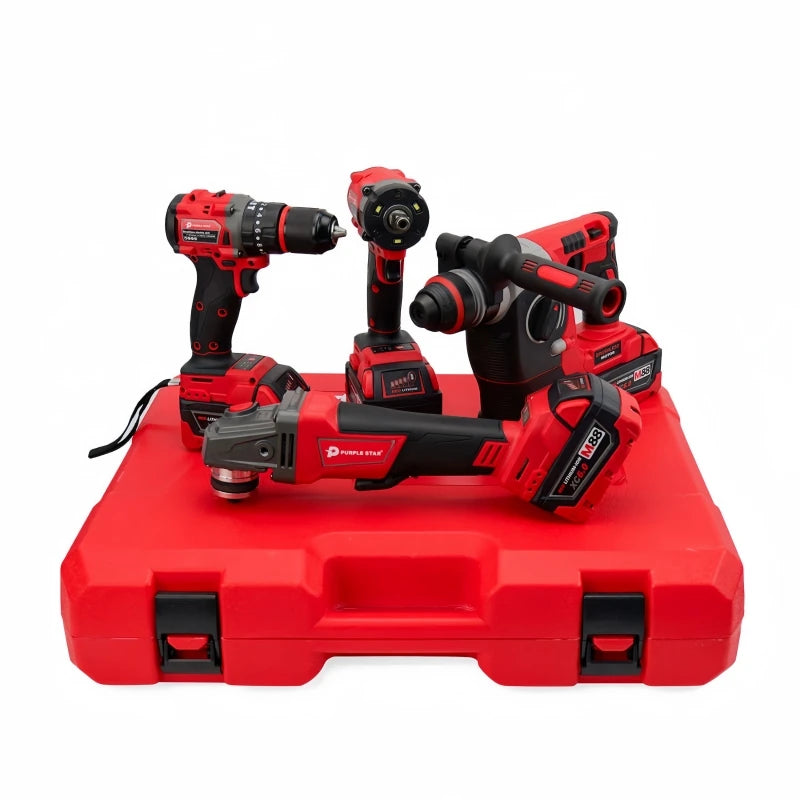 Brushless Electric Tools Screwdriver Hammer Angle Grinder Wrenches Combination Set With 4 Batteries - View 6 | SAMAG
