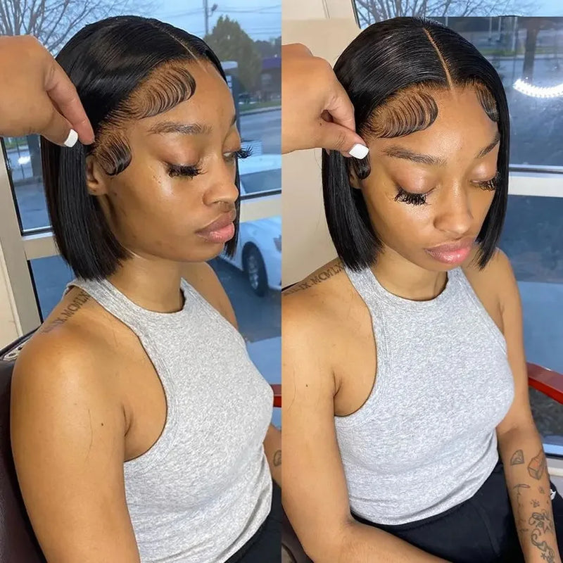 PerisModa 13x4 Bob Wig Lace Front Human Hair Wigs Women's 360 Full Lace Brazilian Remy Straight HD Transparent Lace Frontal Wig
