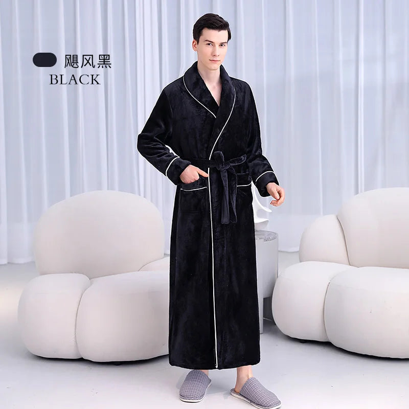 Warm Coral Fleece Kimono Bathrobe Gown Winter Thickened | SAMAG