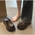 2026 New Retro Mules Platform Chunky Sole Height Increasing Slip-On Comfortable Non-Slip Daily Commute Office Street Style