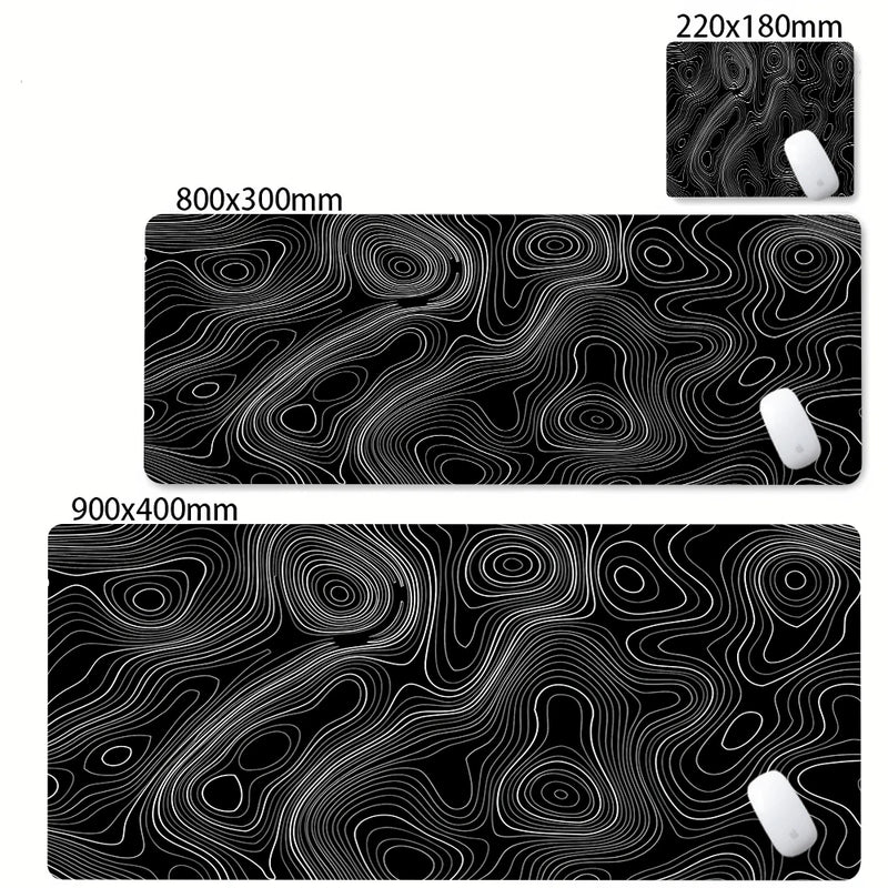 XXL Desk Mat Black And White Strata Liquid Mousepad Large Abstract Mouse Pad Gaming Deskmat With Lockedge Office Non-slip Carpet