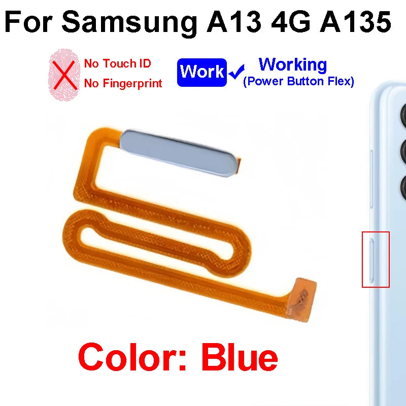 Fingerprint Sensor Touch ID Connector Flex Cable With Power Button For Samsung Galaxy A13 4G 5G A135 A136 Parts
