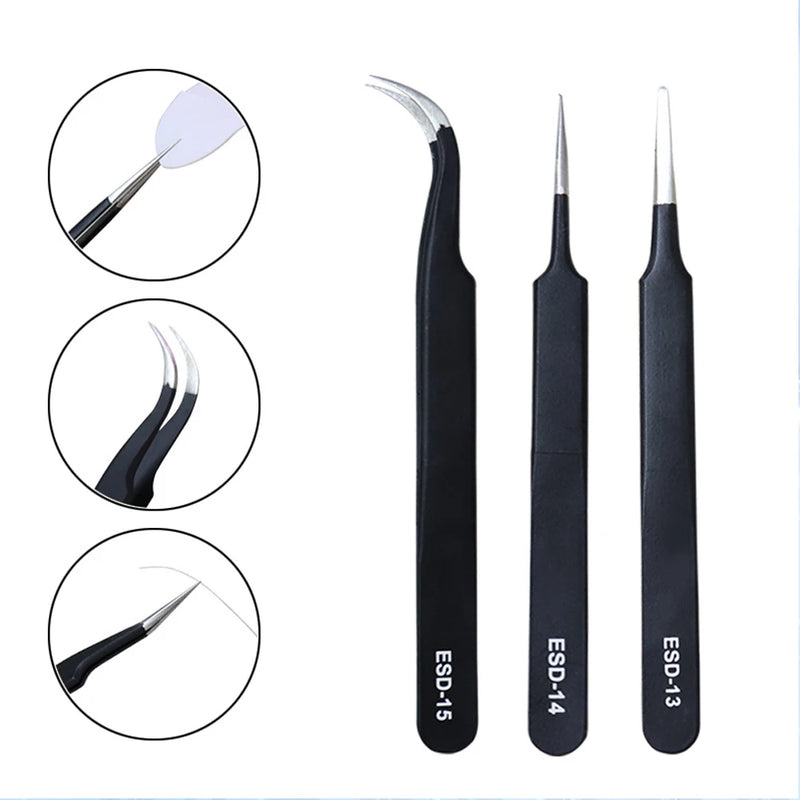 6Pcs/Set 3D Printer Parts Tool Tweezers Anti-Static Precision Maintenance Tweezers Model Making Repair Tool Filament Cleaning