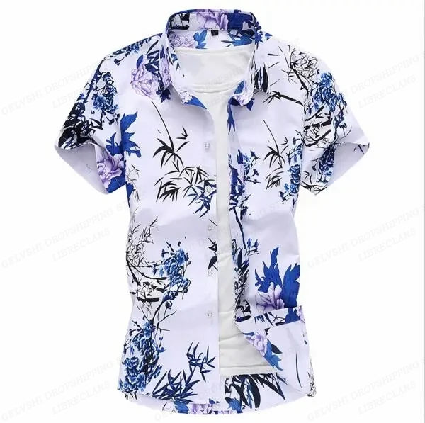 Summer Floral Hawaiian Shirts Men Fashion Short Sleeve | SAMAG
