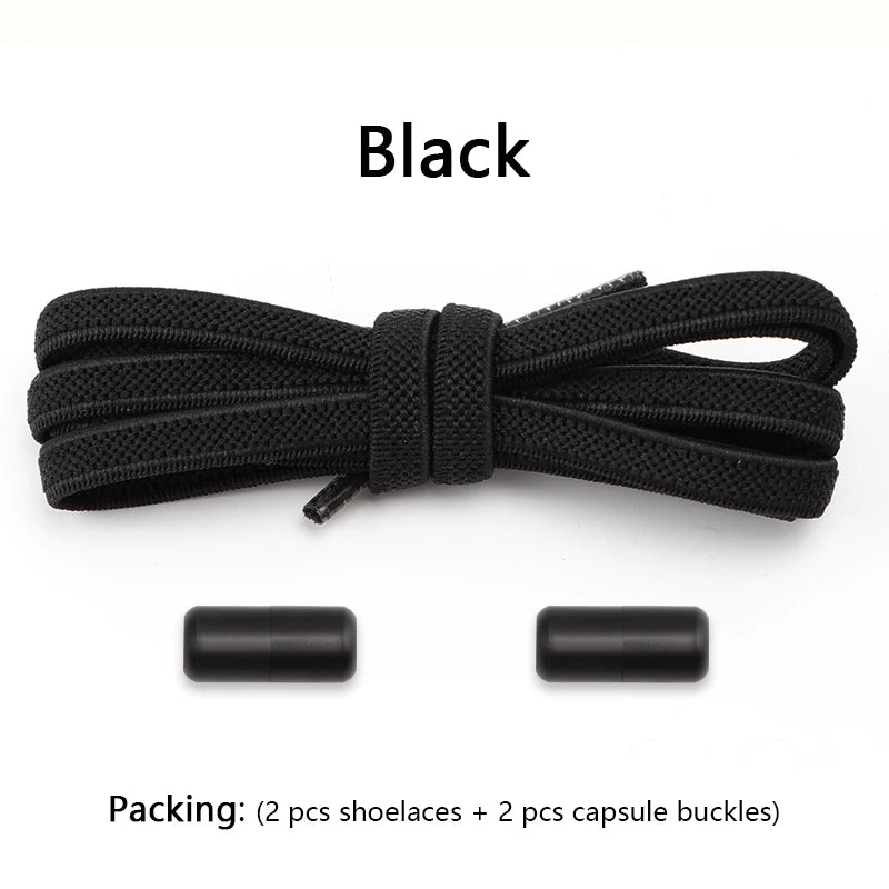 Flat Shoe Laces Without Ties Colored Matte Metal Lock Lazy Shoelaces for Men and Women Casual Shoes Elastic Shoelace 1 Pair