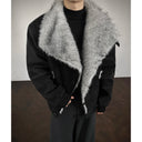 Autumn Winter Stand Collar Lapel Cotton Leather Jacket Imitation Mink Fur Warm Jackets Streetwear Social Streetwear Men Clothing