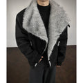 Autumn Winter Stand Collar Lapel Cotton Leather Jacket Imitation Mink Fur Warm Jackets Streetwear Social Streetwear Men Clothing