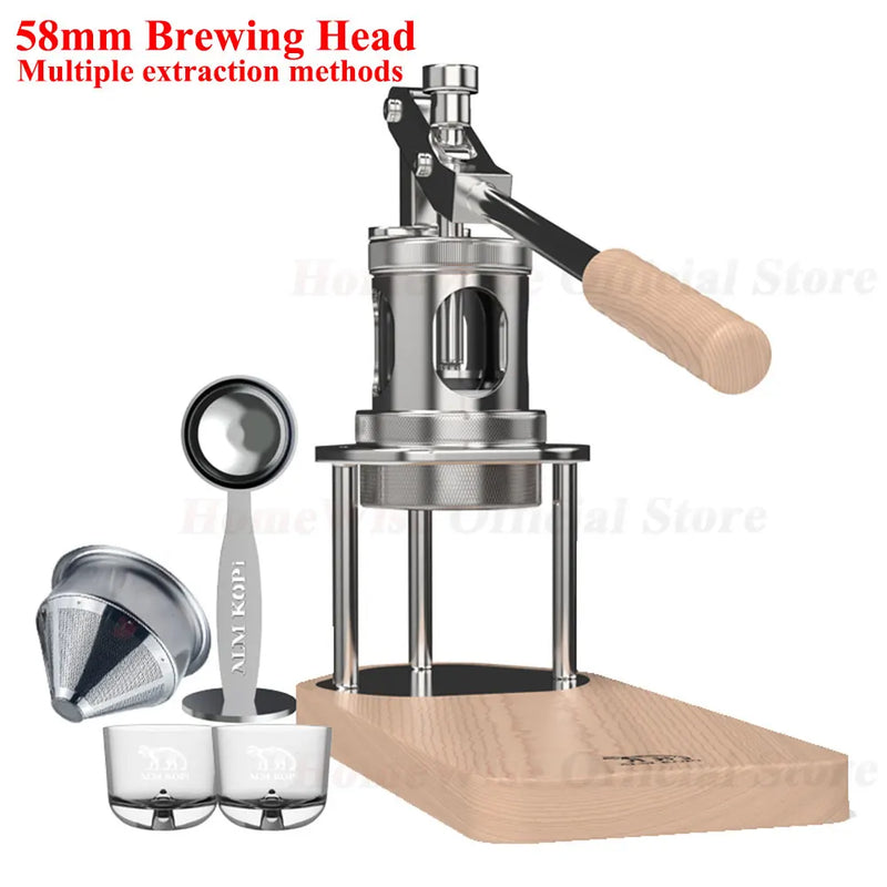 HomeWise WS/WS1 Portable Manual Espresso Maker with Pressure Gauge for Travel and Home Use Pour-Over and Iced Coffee 51/58mm