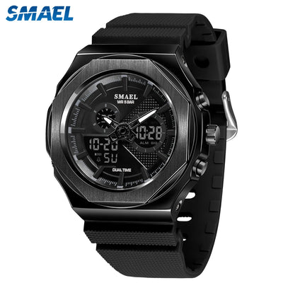 SMAEL Dual Display Women Watch Digital Analog Sport Quartz Stopwatch Fashion Durable Daily Outdoor Casual Timepiece | SAMAG