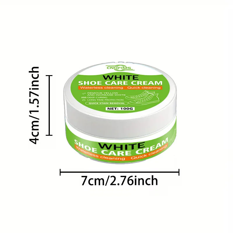 Fasilawei White Shoe Cleaning Cream Stain Removal Whitening No Water Scrubbing Removes Yellowing Suitable for Multiple Materials