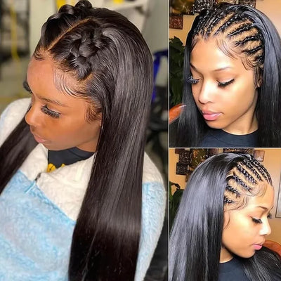 13x6 13x4 Lace Front Wigs Human Hair 36 Inch 7x6 HD Transparent Lace Frontal Wigs 220% Density Brazilian Virgin Straight Human Hair Wigs For Women Pre Plucked With Baby Hair Natural Color